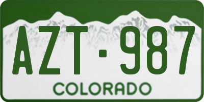 CO license plate AZT987