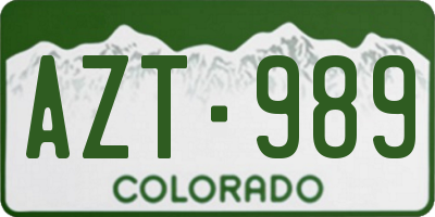 CO license plate AZT989
