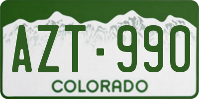 CO license plate AZT990