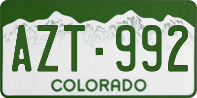 CO license plate AZT992