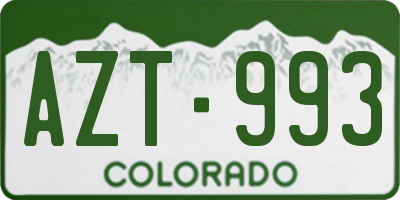 CO license plate AZT993