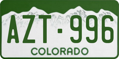 CO license plate AZT996