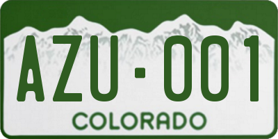 CO license plate AZU001