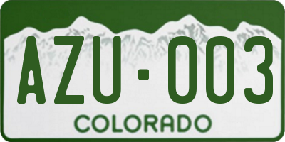 CO license plate AZU003