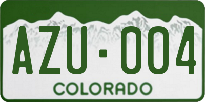 CO license plate AZU004