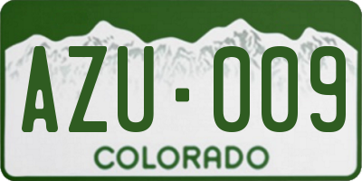 CO license plate AZU009