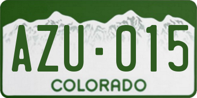 CO license plate AZU015