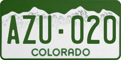 CO license plate AZU020