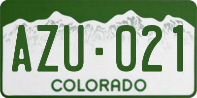 CO license plate AZU021