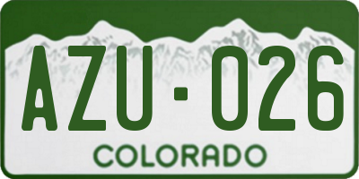 CO license plate AZU026