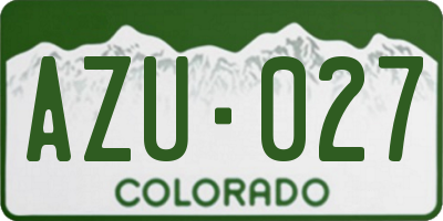 CO license plate AZU027