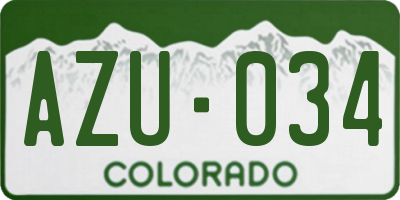 CO license plate AZU034