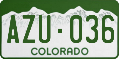 CO license plate AZU036