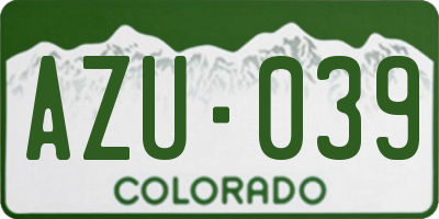 CO license plate AZU039