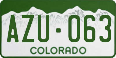CO license plate AZU063
