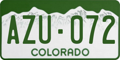 CO license plate AZU072
