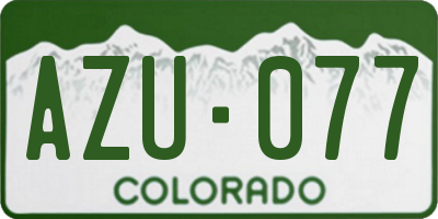 CO license plate AZU077