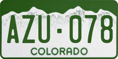 CO license plate AZU078