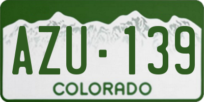 CO license plate AZU139