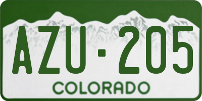 CO license plate AZU205