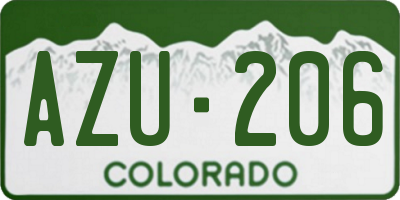 CO license plate AZU206