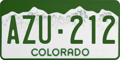 CO license plate AZU212