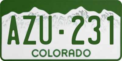 CO license plate AZU231