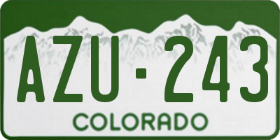 CO license plate AZU243