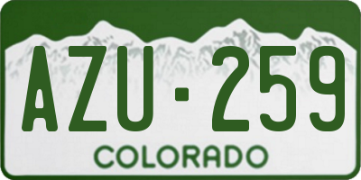 CO license plate AZU259