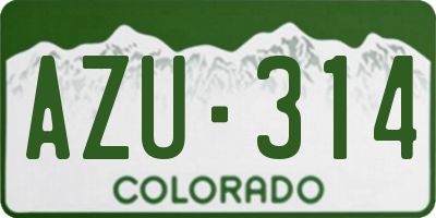 CO license plate AZU314