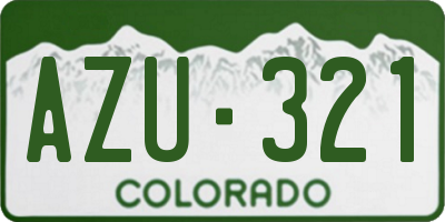 CO license plate AZU321