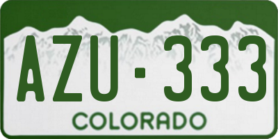 CO license plate AZU333