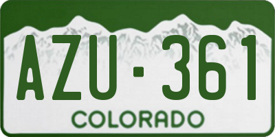 CO license plate AZU361