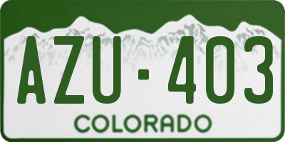 CO license plate AZU403