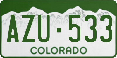 CO license plate AZU533