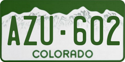 CO license plate AZU602