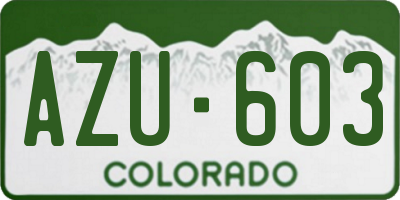 CO license plate AZU603