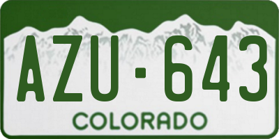 CO license plate AZU643