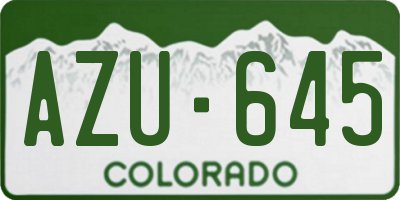 CO license plate AZU645