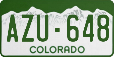 CO license plate AZU648