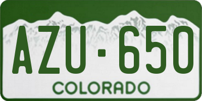 CO license plate AZU650