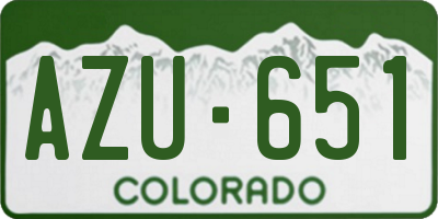 CO license plate AZU651