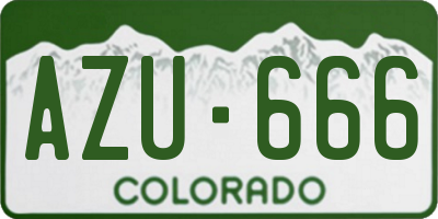 CO license plate AZU666