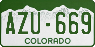 CO license plate AZU669