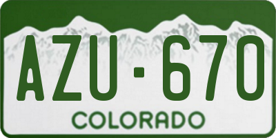 CO license plate AZU670