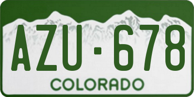 CO license plate AZU678