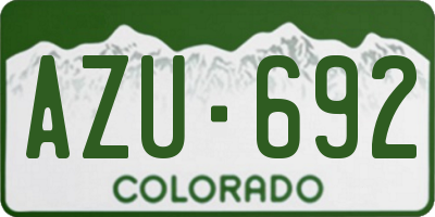 CO license plate AZU692