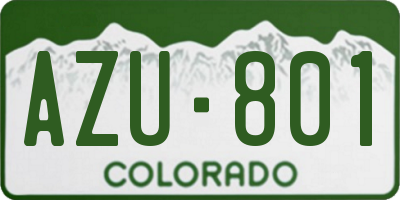 CO license plate AZU801