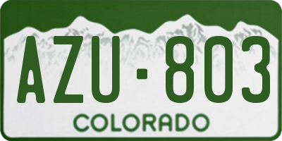 CO license plate AZU803