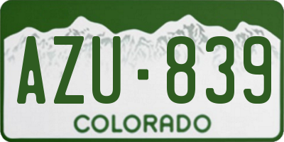 CO license plate AZU839